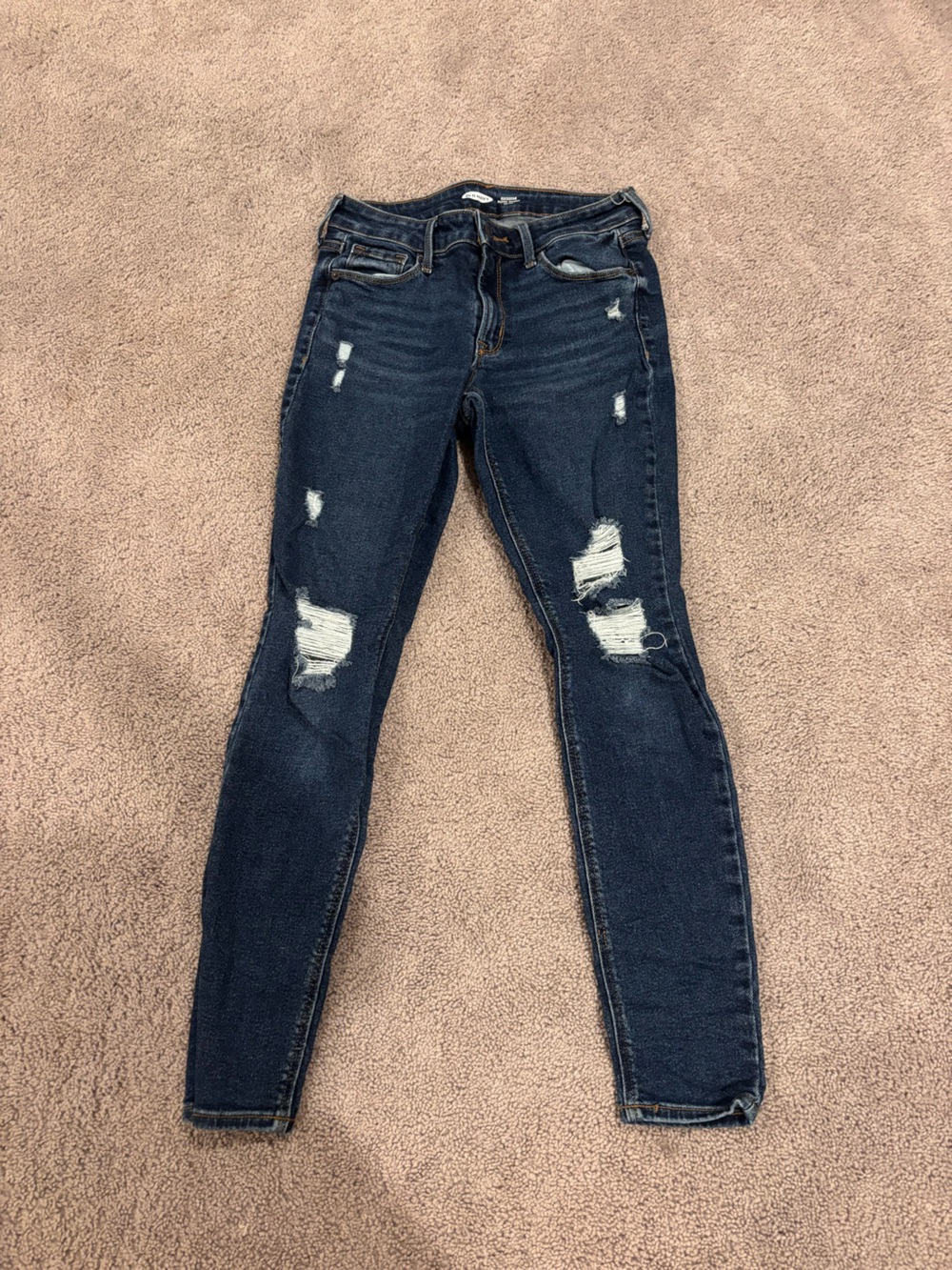Old Navy Dark Blue Distressed Skinny Jeans